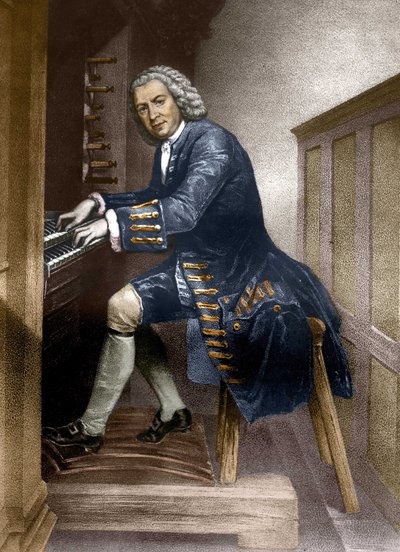 Johann Sebastian Bach playing the Organ, c.1881 by French School